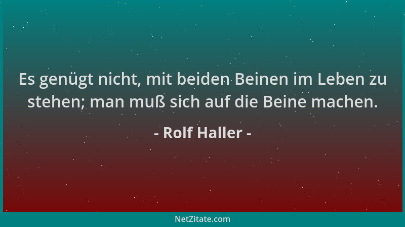 Rolf Haller - Es genügt nicht, mit beiden Beinen im Leben zu stehen; man muß sich auf die Beine machen....