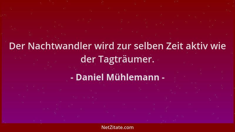 Daniel Mühlemann - Der Nachtwandler wird zur selben Zeit aktiv wie der Tagträumer....