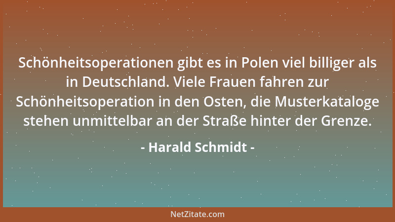 Harald Schmidt - Schönheitsoperationen gibt es in Polen viel billiger als in Deutschland. Viele Frauen fahren zur Schönheit...