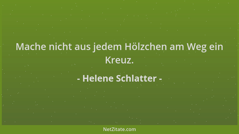 Helene Schlatter - Mache nicht aus jedem Hölzchen am Weg ein Kreuz....