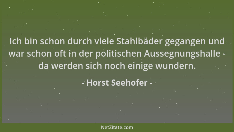 Horst Seehofer - Ich bin schon durch viele Stahlbäder gegangen und war schon oft in der politischen Aussegnungshalle - da w...