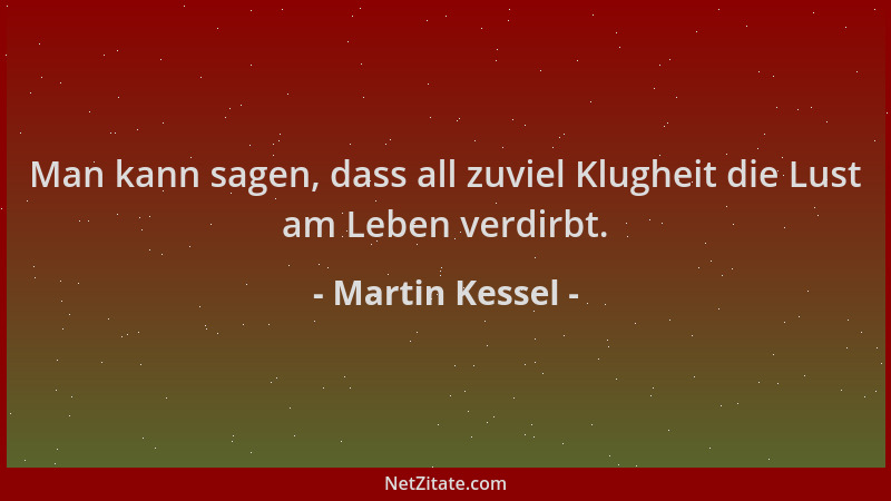 Martin Kessel - Man kann sagen, dass all zuviel Klugheit die Lust am Leben verdirbt....