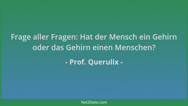 Prof. Querulix - Frage aller Fragen: Hat der Mensch ein Gehirn oder das Gehirn einen Menschen?...