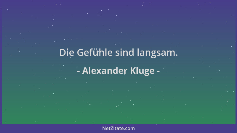 Alexander Kluge - Die Gefühle sind langsam....