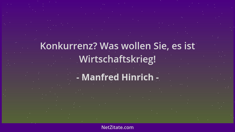 Manfred Hinrich - Konkurrenz? Was wollen Sie, es ist Wirtschaftskrieg!...