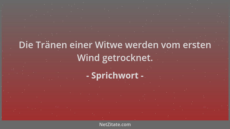 Sprichwort - Die Tränen einer Witwe werden vom ersten Wind getrocknet....
