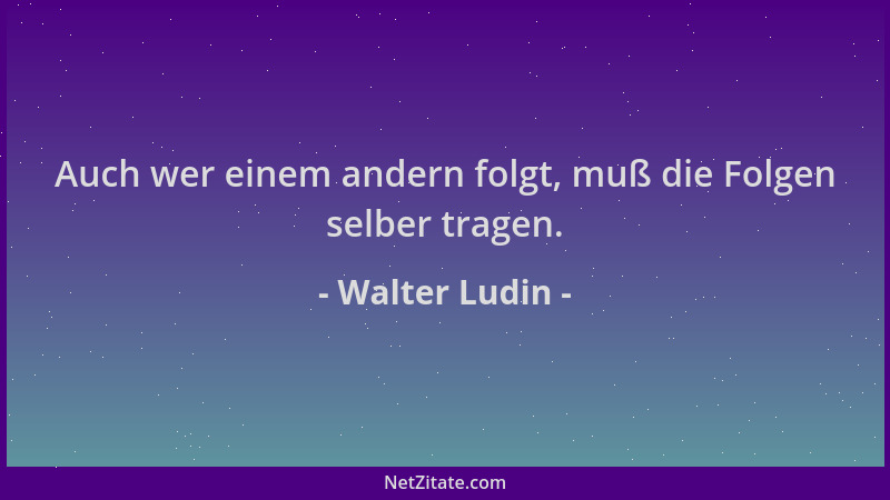 Walter Ludin - Auch wer einem andern folgt, muß die Folgen selber tragen....