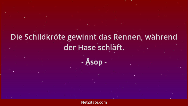Äsop - Die Schildkröte gewinnt das Rennen, während der Hase schläft....