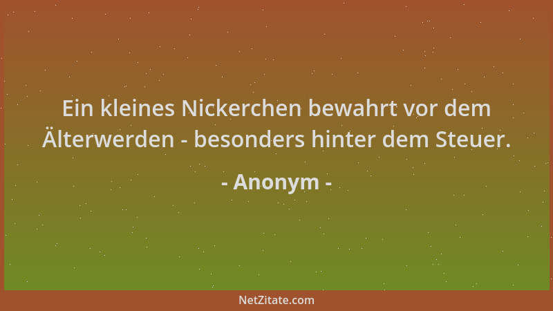 Anonym - Ein kleines Nickerchen bewahrt vor dem Älterwerden - besonders hinter dem Steuer....