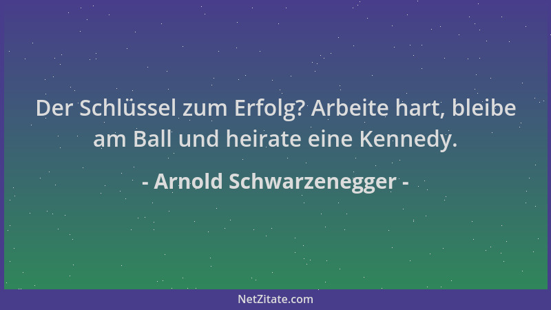 Arnold Schwarzenegger - Der Schlüssel zum Erfolg? Arbeite hart, bleibe am Ball und heirate eine Kennedy....