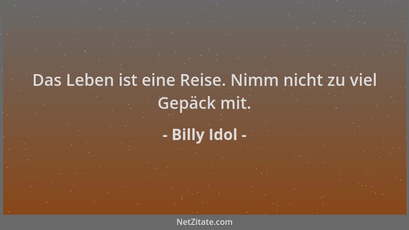 Billy Idol - Das Leben ist eine Reise. Nimm nicht zu viel Gepäck mit....