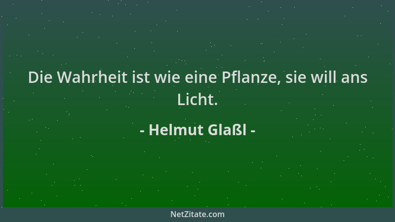 Helmut Glaßl - Die Wahrheit ist wie eine Pflanze, sie will ans Licht....
