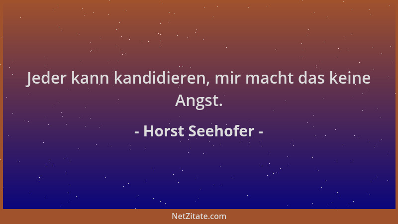 Horst Seehofer - Jeder kann kandidieren, mir macht das keine Angst....