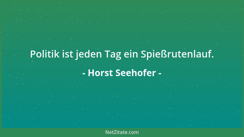 Horst Seehofer - Politik ist jeden Tag ein Spießrutenlauf....