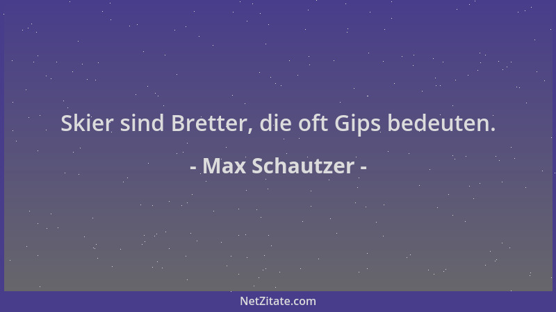 Max Schautzer - Skier sind Bretter, die oft Gips bedeuten....