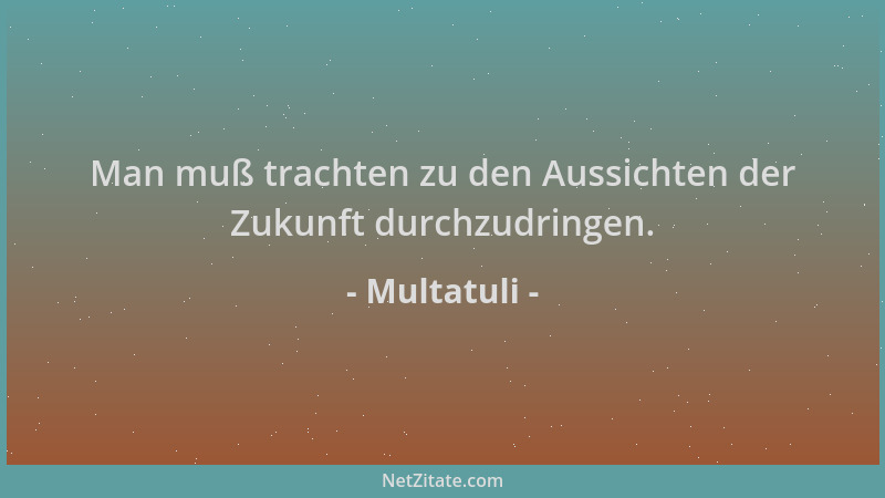 Multatuli - Man muß trachten zu den Aussichten der Zukunft durchzudringen....