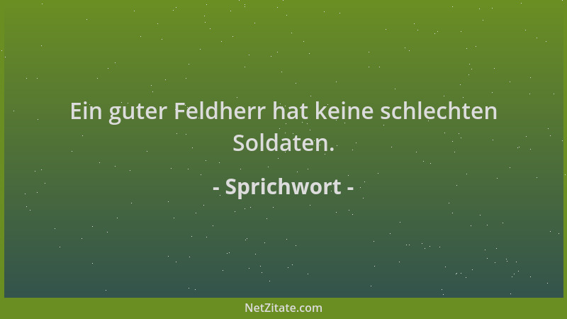 Sprichwort - Ein guter Feldherr hat keine schlechten Soldaten....