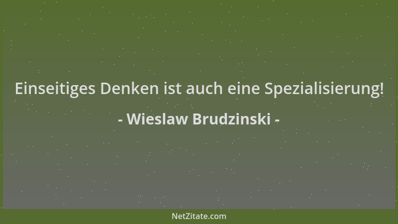 Wieslaw Brudzinski - Einseitiges Denken ist auch eine Spezialisierung!...