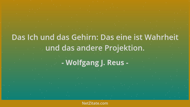 Wolfgang J. Reus - Das Ich und das Gehirn: Das eine ist Wahrheit und das andere Projektion....