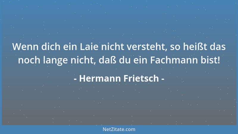 Hermann Frietsch - Wenn dich ein Laie nicht versteht, so heißt das noch lange nicht, daß du ein Fachmann bist!...
