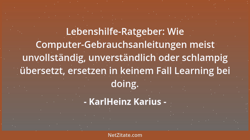 KarlHeinz Karius - Lebenshilfe-Ratgeber: Wie Computer-Gebrauchsanleitungen meist unvollständig, unverständlich oder schlamp...