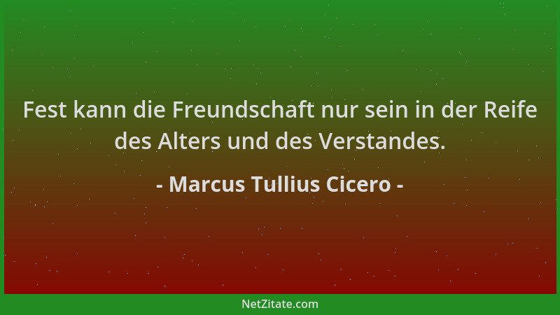 Marcus Tullius Cicero - Fest kann die Freundschaft nur sein in der Reife des Alters und des Verstandes....