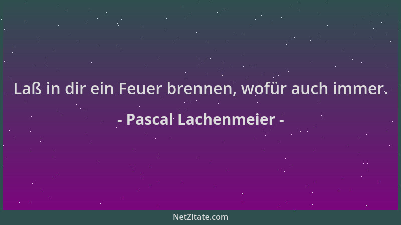 Pascal Lachenmeier - Laß in dir ein Feuer brennen, wofür auch immer....