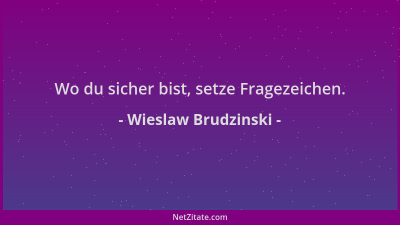 Wieslaw Brudzinski - Wo du sicher bist, setze Fragezeichen....
