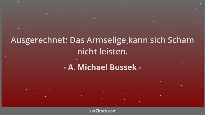 A. Michael Bussek - Ausgerechnet: Das Armselige kann sich Scham nicht leisten....