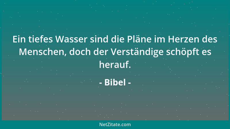 Bibel - Ein tiefes Wasser sind die Pläne im Herzen des Menschen, doch der Verständige schöpft es herauf....