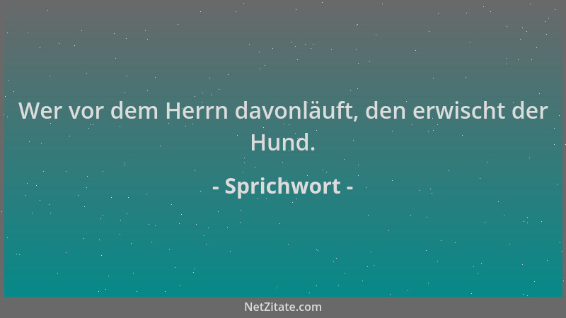 Sprichwort - Wer vor dem Herrn davonläuft, den erwischt der Hund....