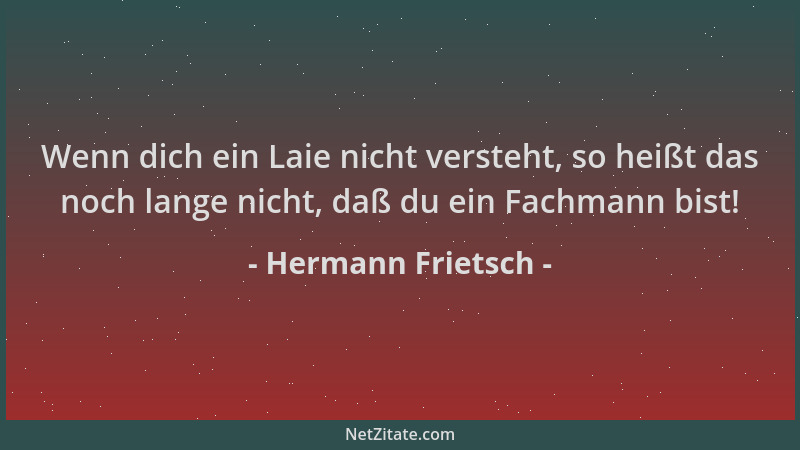 Hermann Frietsch - Wenn dich ein Laie nicht versteht, so heißt das noch lange nicht, daß du ein Fachmann bist!...