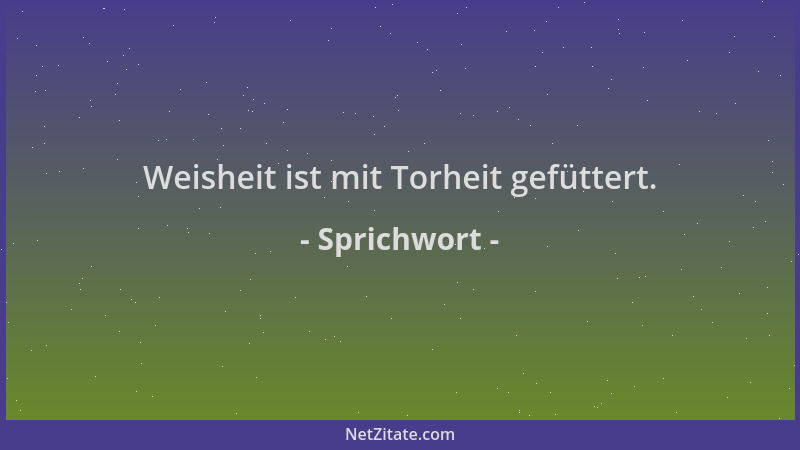 Sprichwort - Weisheit ist mit Torheit gefüttert....