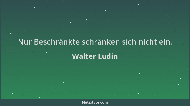 Walter Ludin - Nur Beschränkte schränken sich nicht ein....