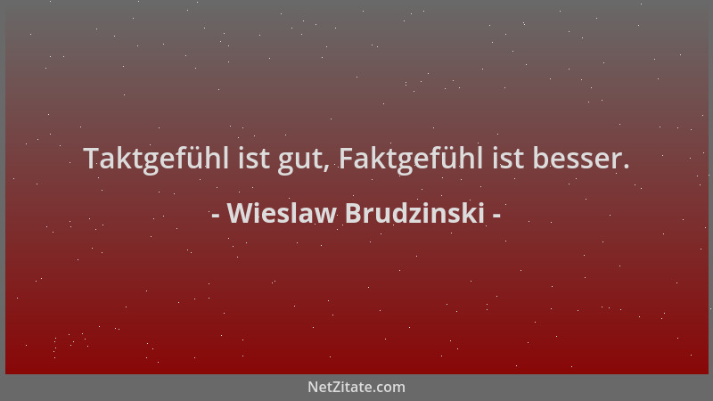 Wieslaw Brudzinski - Taktgefühl ist gut, Faktgefühl ist besser....