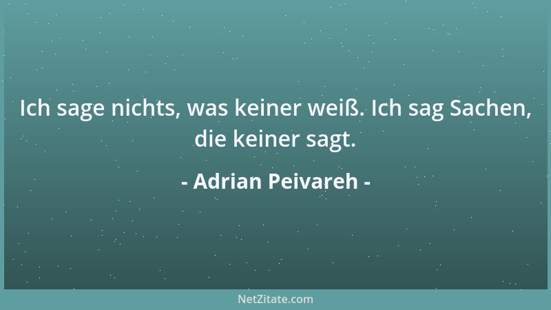 Adrian Peivareh - Ich sage nichts, was keiner weiß. Ich sag Sachen, die keiner sagt....