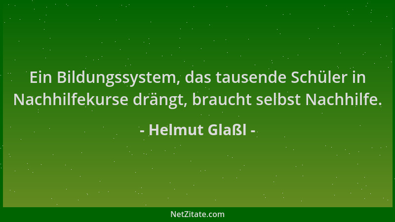 Helmut Glaßl - Ein Bildungssystem, das tausende Schüler in Nachhilfekurse drängt, braucht selbst Nachhilfe....
