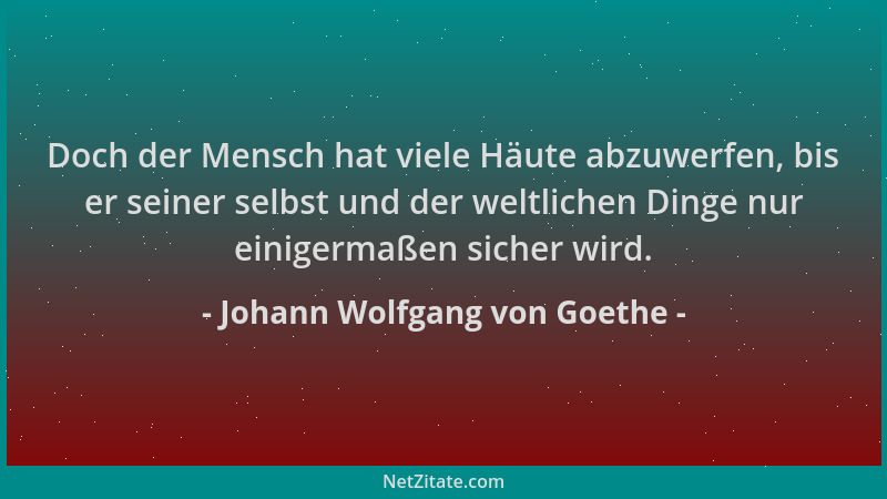 Johann Wolfgang von Goethe - Doch der Mensch hat viele Häute abzuwerfen, bis er seiner selbst und der weltlichen Dinge nur...