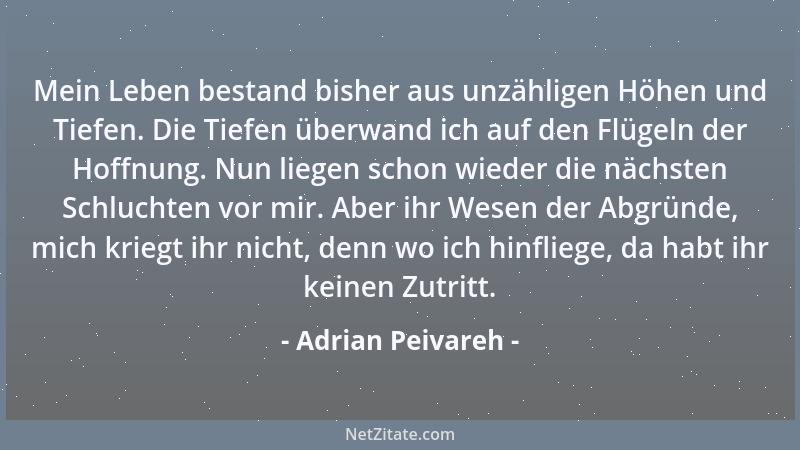 Adrian Peivareh - Mein Leben bestand bisher aus unzähligen Höhen und Tiefen. Die Tiefen überwand ich auf den Flügeln der Ho...