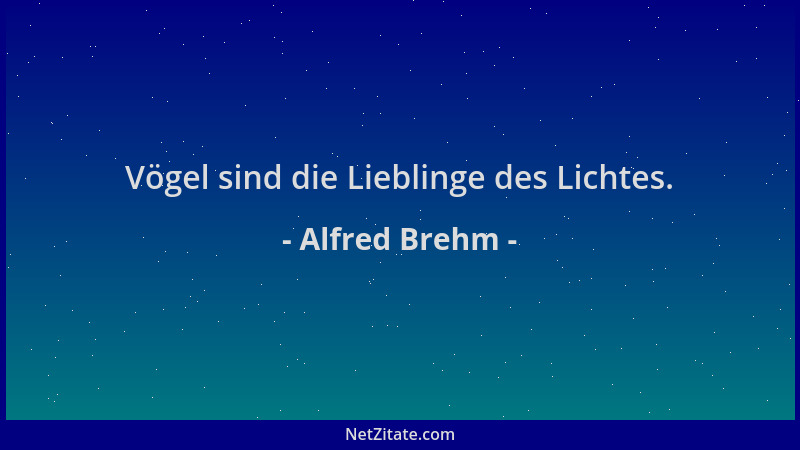 Alfred Brehm - Vögel sind die Lieblinge des Lichtes....