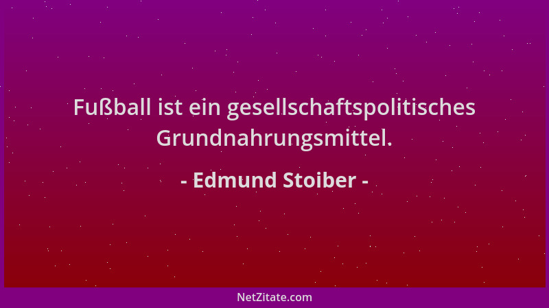 Edmund Stoiber - Fußball ist ein gesellschaftspolitisches Grundnahrungsmittel....