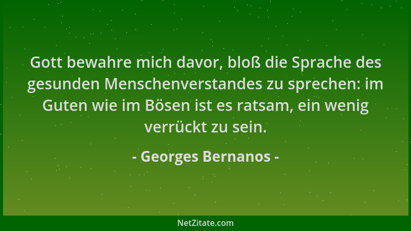 Georges Bernanos - Gott bewahre mich davor, bloß die Sprache des gesunden Menschenverstandes zu sprechen: im Guten wie im B...