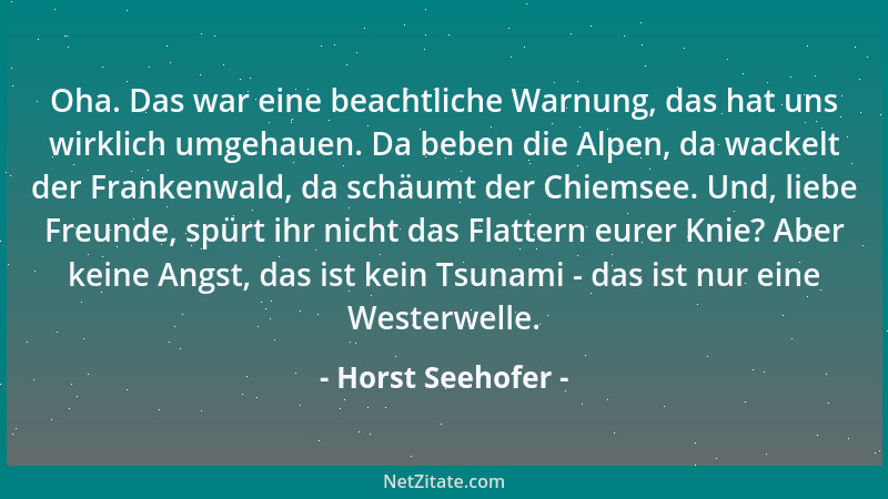 Horst Seehofer - Oha. Das war eine beachtliche Warnung, das hat uns wirklich umgehauen. Da beben die Alpen, da wackelt der...