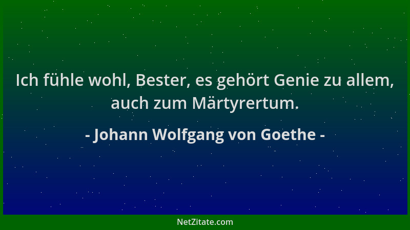 Johann Wolfgang von Goethe - Ich fühle wohl, Bester, es gehört Genie zu allem, auch zum Märtyrertum....