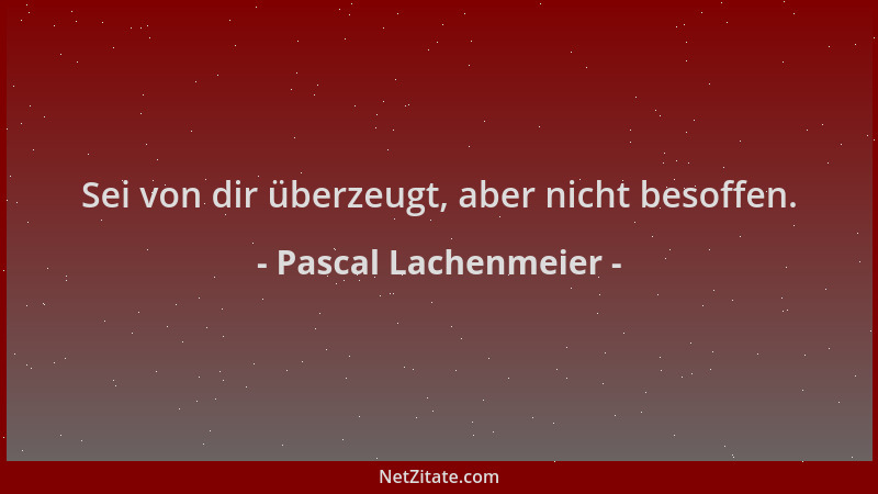 Pascal Lachenmeier - Sei von dir überzeugt, aber nicht besoffen....