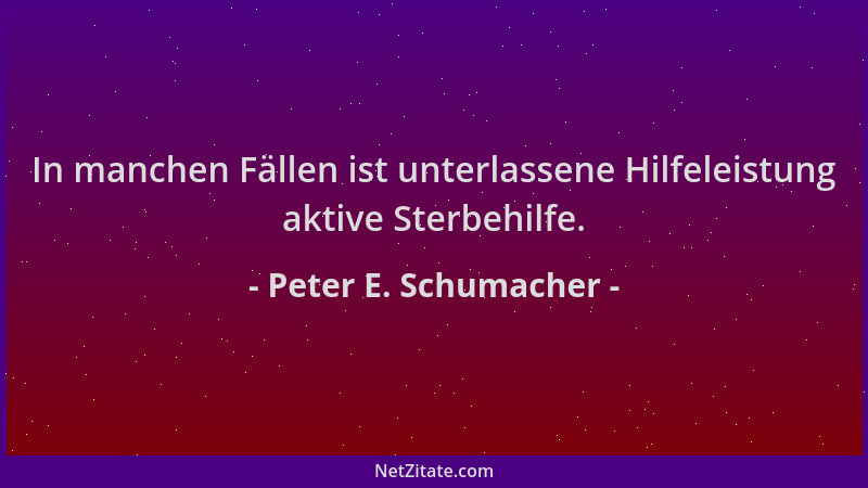 Peter E. Schumacher - In manchen Fällen ist unterlassene Hilfeleistung aktive Sterbehilfe....