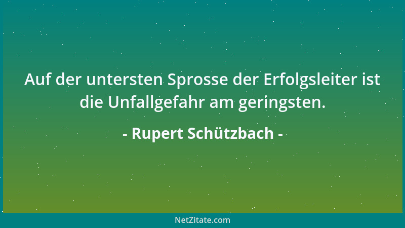 Rupert Schützbach - Auf der untersten Sprosse der Erfolgsleiter ist die Unfallgefahr am geringsten....