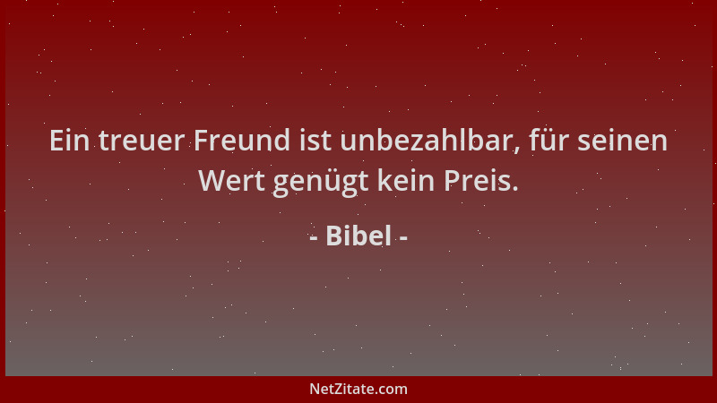 Bibel - Ein treuer Freund ist unbezahlbar, für seinen Wert genügt kein Preis....