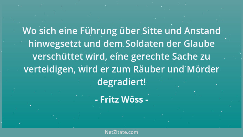 Fritz Wöss - Wo sich eine Führung über Sitte und Anstand hinwegsetzt und dem Soldaten der Glaube verschüttet wird, eine ger...