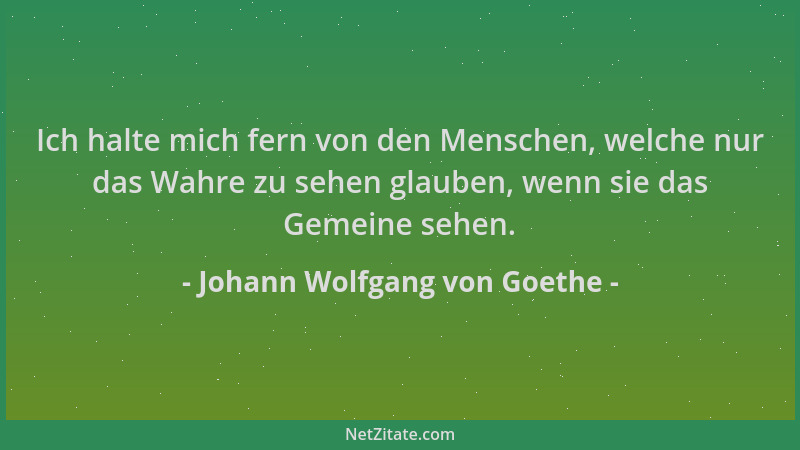 Johann Wolfgang von Goethe - Ich halte mich fern von den Menschen, welche nur das Wahre zu sehen glauben, wenn sie das Geme...